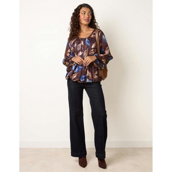 Blue Vanilla Long Sleeve Scoop Neck Metallic Blouse