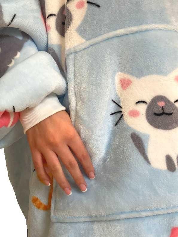 Urban Unique Kitties Sherpa Fleece Hoodie Oversized