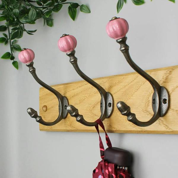 Ceramic Tipped Shabby Chic Cast Iron Coat Hook 150mm - Pack of 4 Hooks