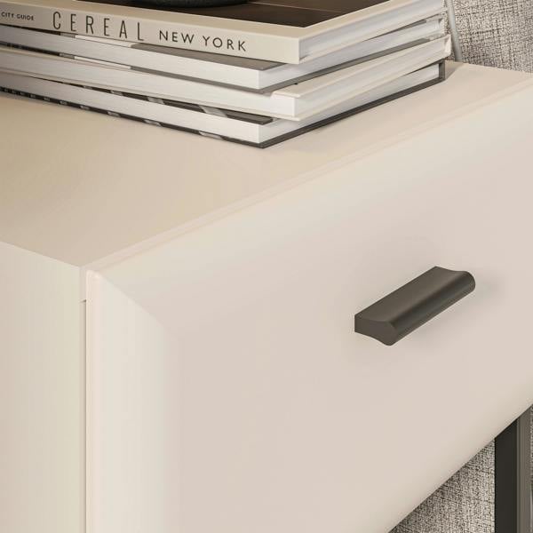 Furniture To Go Akihisa Bedside Table with Drawer and Metal Legs in Sand