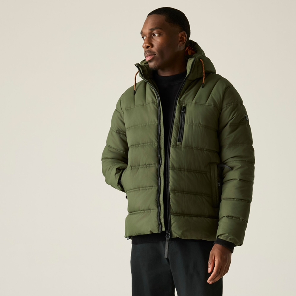 Regatta Mens Leeshaw Padded Jacket - Olive Night/Pumpkin Spice