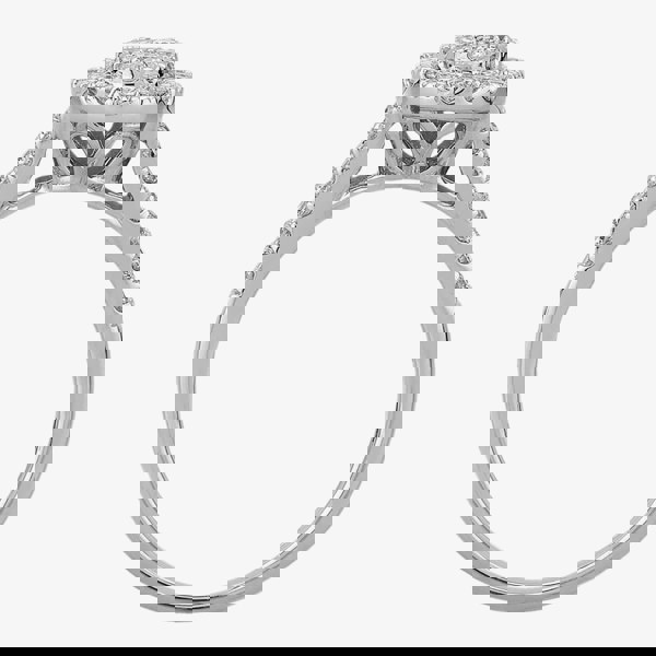 T. H. Baker 9ct White Gold 1.00ct Diamond Split Shouldered Oval Cluster Ring TH012517R