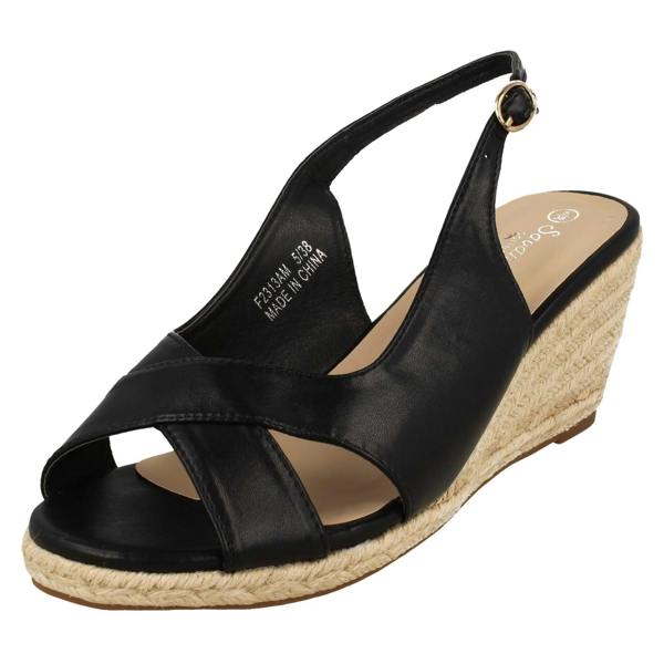 Savannah Ladies Savannah Mid Wedge Heel Espadrille Wide Fitting Sandals F2313