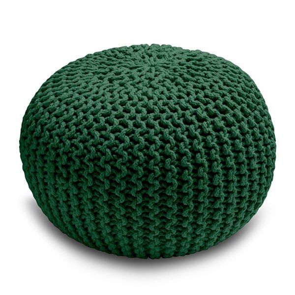 Snug City Knitted Pouffe Chunky Round Footstool Ottoman 100% Cotton