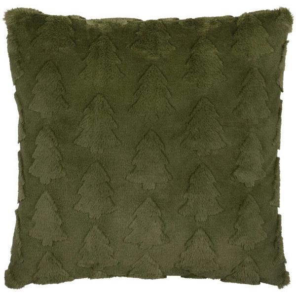 Furn Faux Fur Pine Christmas Cushion Cover - Forest Green - 