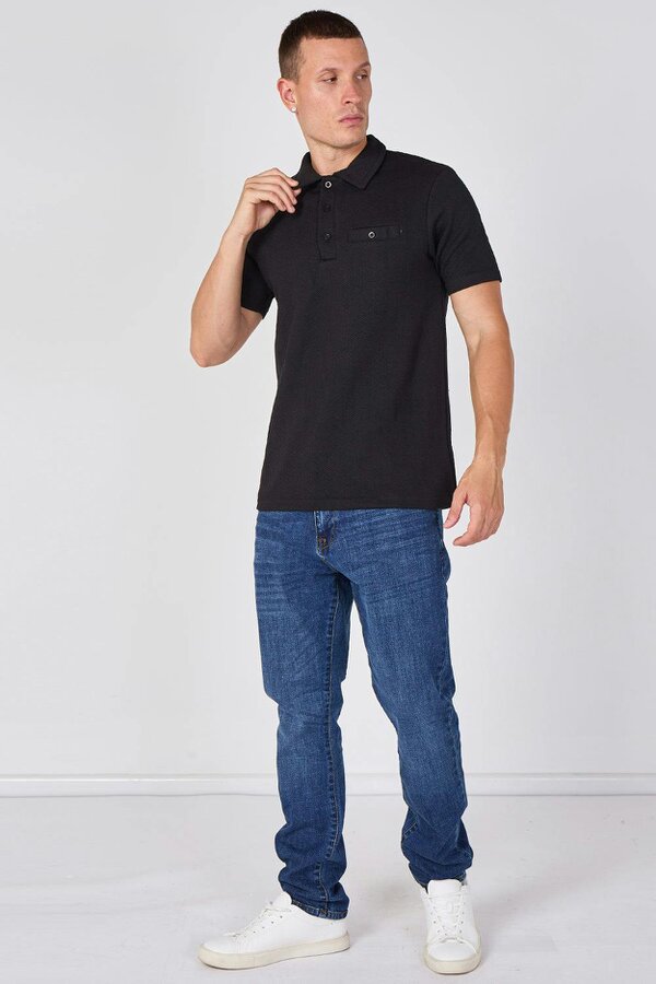 Textured Short Sleeve Polo Shirt
