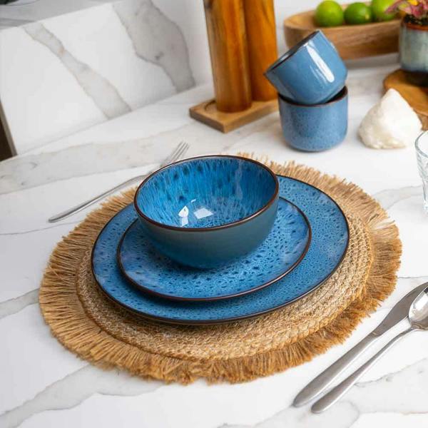 Scandi Home Drammen Ceramic Cereal Bowls, Set of 4, 14cm, Blue Reactive Glaze