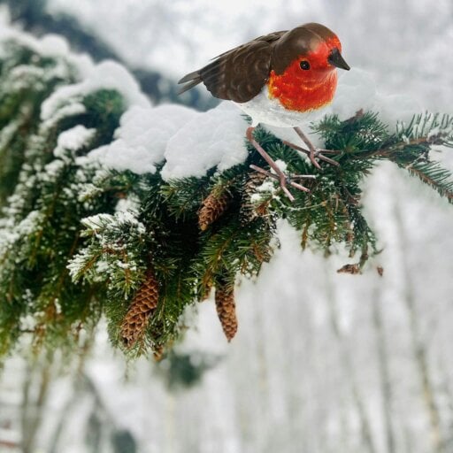 EDH Door Hardware Christmas Robin Ornament Large Garden Hand Painted Metal Redbreast Bird XMAS Tree Decoration Festive Gift