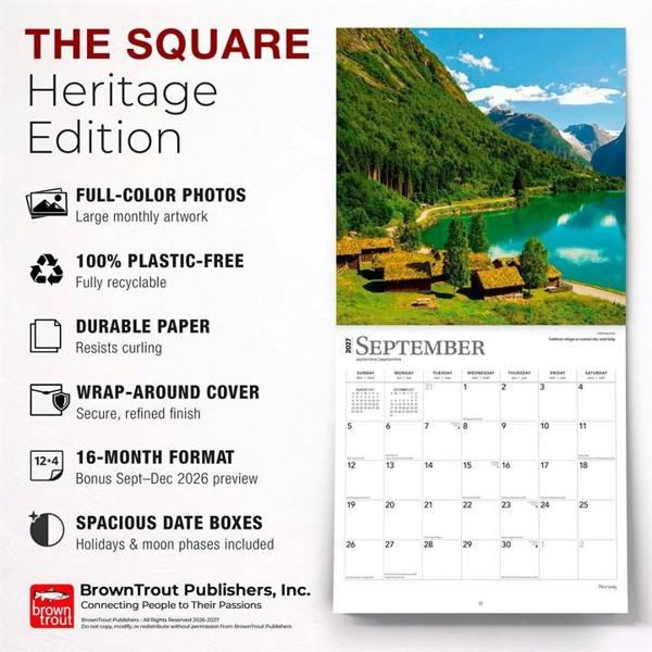 Europe Norway Calendar 2027, Wall Calendars, Month To View, Travel, Gift