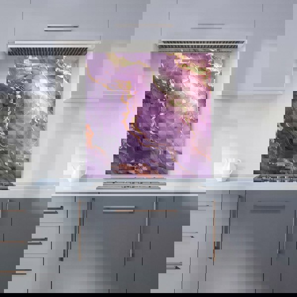 Warren Reed - Designer Purple And Gold Marble Effect Kitchen Splashback