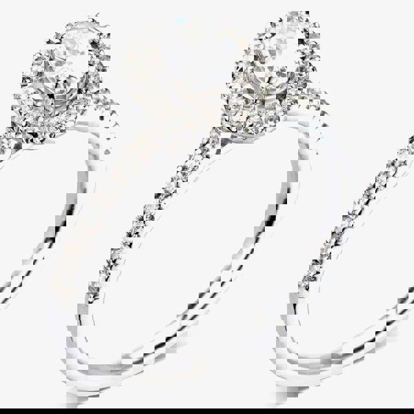 1888 Collection Platinum Oval Cut 0.50ct Diamond Halo Cluster Ring RC2028