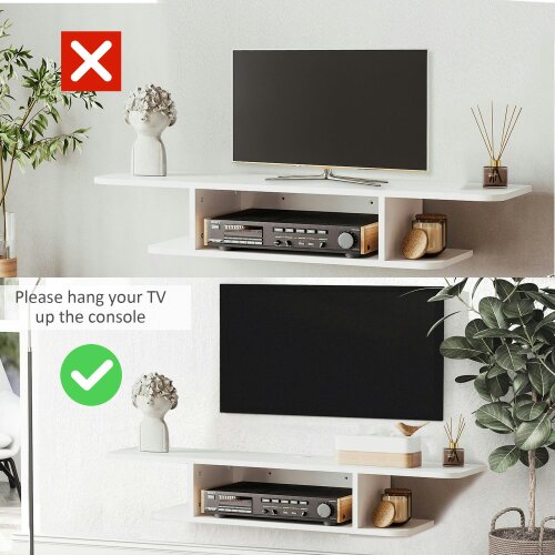 Wyld Haus Kere Wooden White Floating TV Unit With OFauxn Shelves For Screens Up To 40 Inches