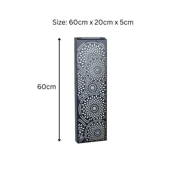 EDH Door Hardware Moroccan Solar Wall Panel – 60 x 20 x 5 CM | Solar-Powered Outdoor Wall Art | Weatherproof Metal Garden Decor with Soft LED Glow
