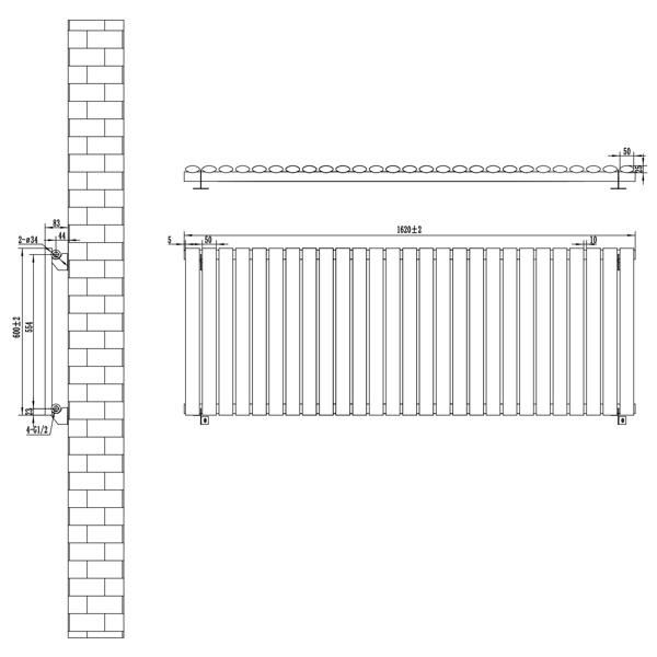 Oval single column radiator in anthracite grey, measuring 600mm x 1620mm, showcasing sleek lines and modern design details