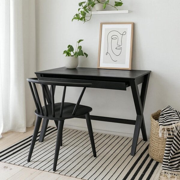Wyld Haus Verona Black Oak Veneer Desk with Drawer