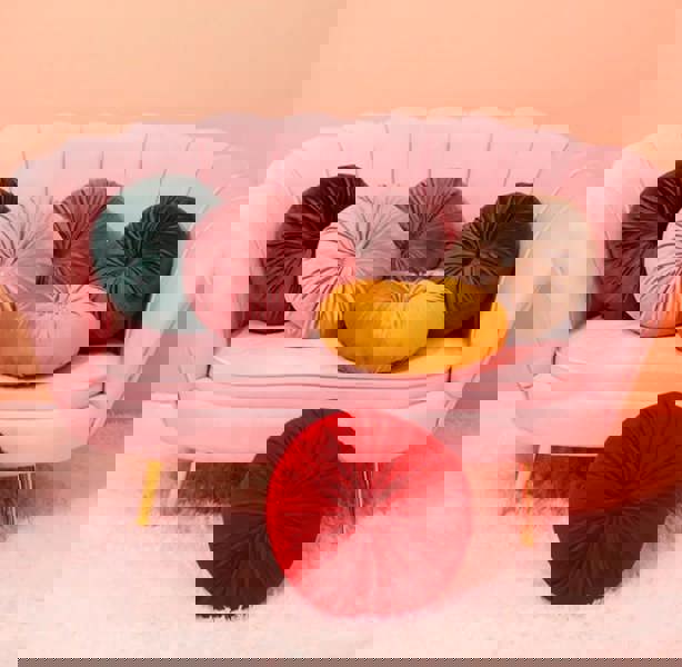 ANYHOUZ Pleated Round Pillow with Soft Cushion Filling