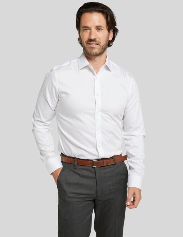 Tailored Fit White Non-Iron Pure Cotton Twill Shirt