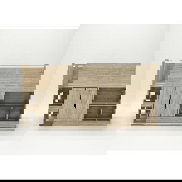 Kudlhome Single Storage Mid Sleeper with Cupboard & Shelves