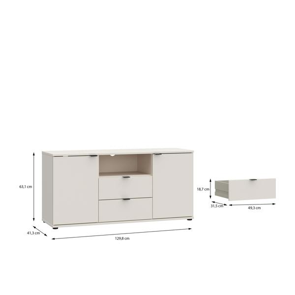 Furniture To Go Ganymede TV Unit with Open Shelf, 2 Drawers & 2 Doors in Sand