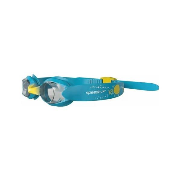 Speedo Illusion kids swim goggle in blue with yellow accents and flexible straps