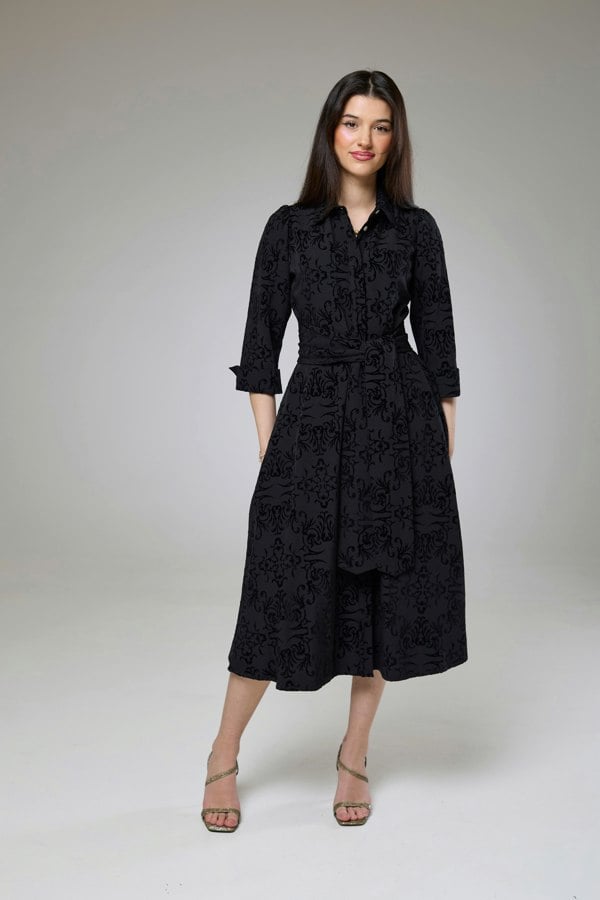 Isha's Timeless collection Vintage Black Velvet Sleeved Dress