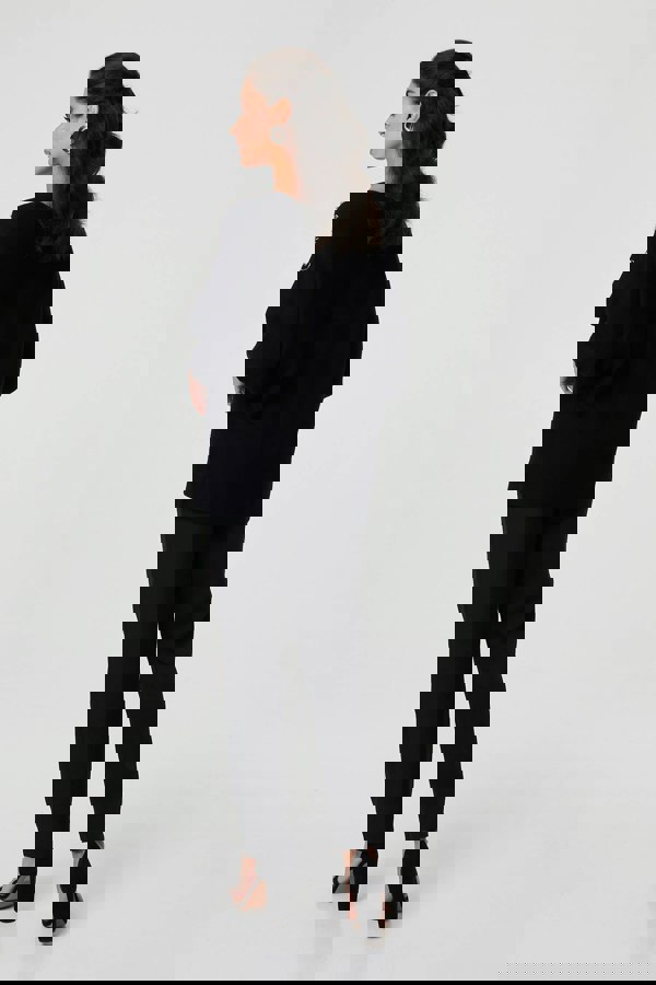 Black | Sparkly Embellished V-Neck Jumper
