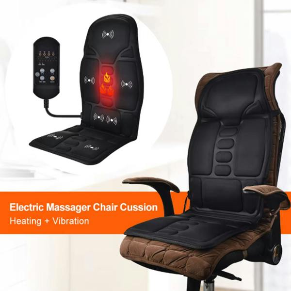 Gr8 Garden Heated Massage Seat Cushion 12V Car & Home 5 Motor Lumbar Back Heat Pad Electric