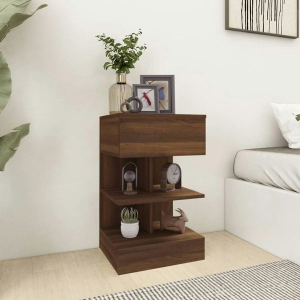 Berkfield Bedside Cabinet Brown Oak 40x35x65 cm Engineered Wood