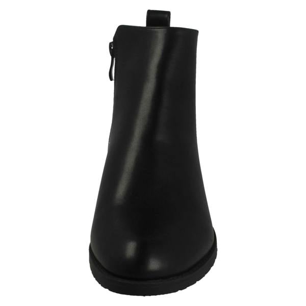 Spot On Ladies Spot On Low Heel Wide Fit Elastic Gussest Zip Ankle Boots F51195