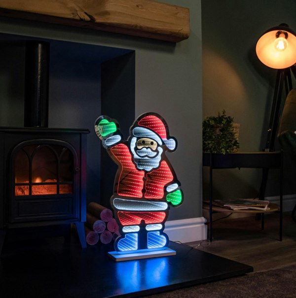 Samuel Alexander 60cm Light up Waving Santa Christmas Infinity Decoration with Multi-Coloured LEDs