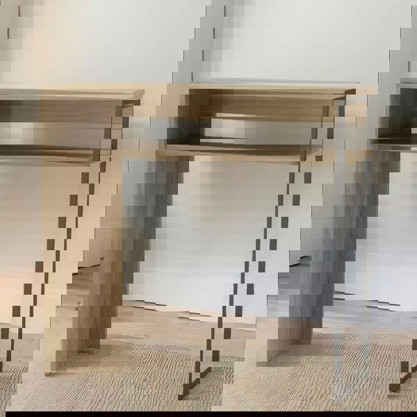 Rafaelo Mobilia 2 Tier Hallway Console Table With Steel Frame Oak