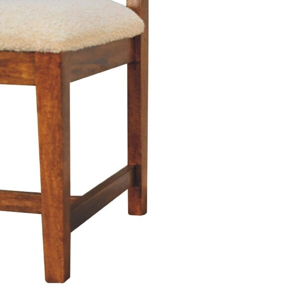 Wyld Haus Holualoa Cream Boucle and Mango Wood Rattan Chair
