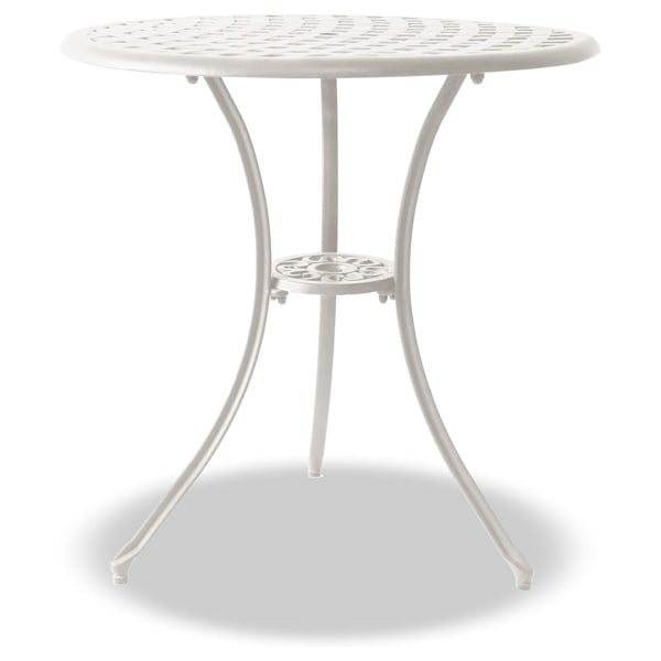 Centurion Supports OSHOWA Luxurious Garden and Patio Table and 2 Large Chairs with Armrests Cast Aluminium Bistro Set - White with Black Cushions