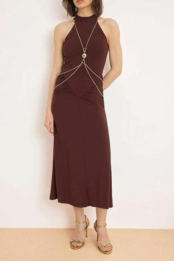WOVCOR Evening Dress with Accessory Details