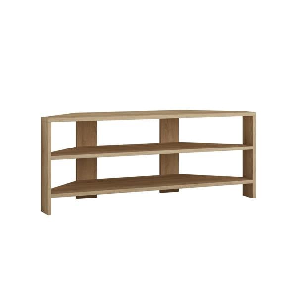 Decortie Thales Corner TV Stand for 32" TVs with Open Shelves & Soft Rounded Edge 110cm Modern Multimedia Console