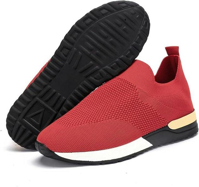 ATEK Ladies Slip On Wedge Trainers Red UK 8 EU 41