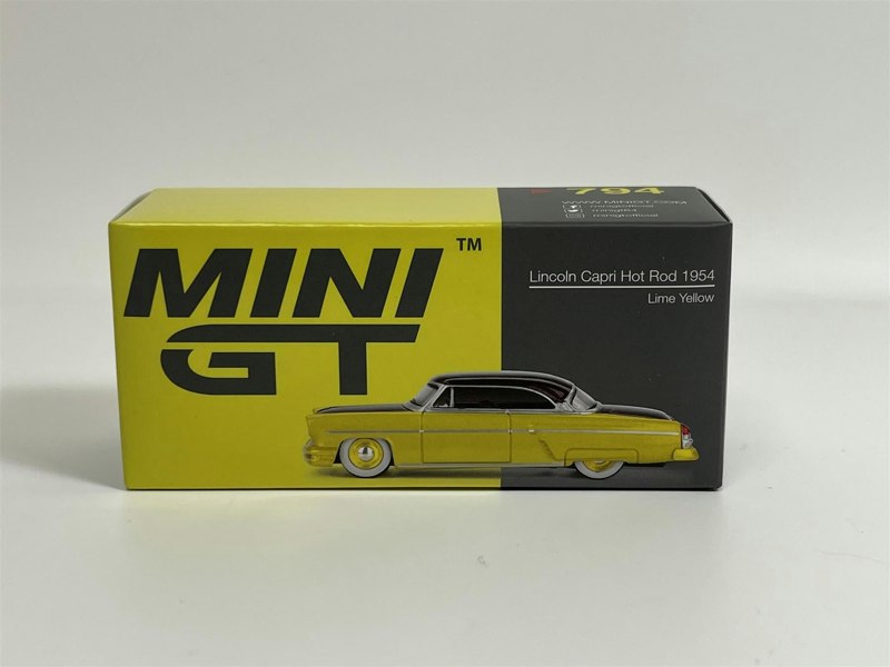 Mini GT Lincoln Capri Hot Rod 1954 Lime Yellow LHD 1:64 Scale MGT00794L