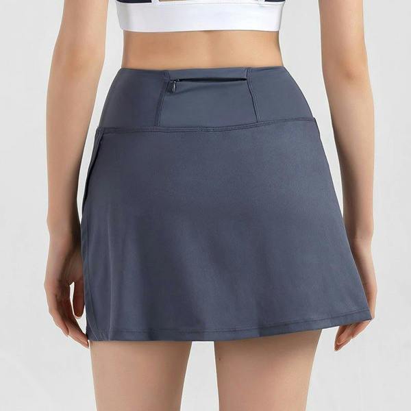 Anniou Women's Split Tennis Skirt - grey blue