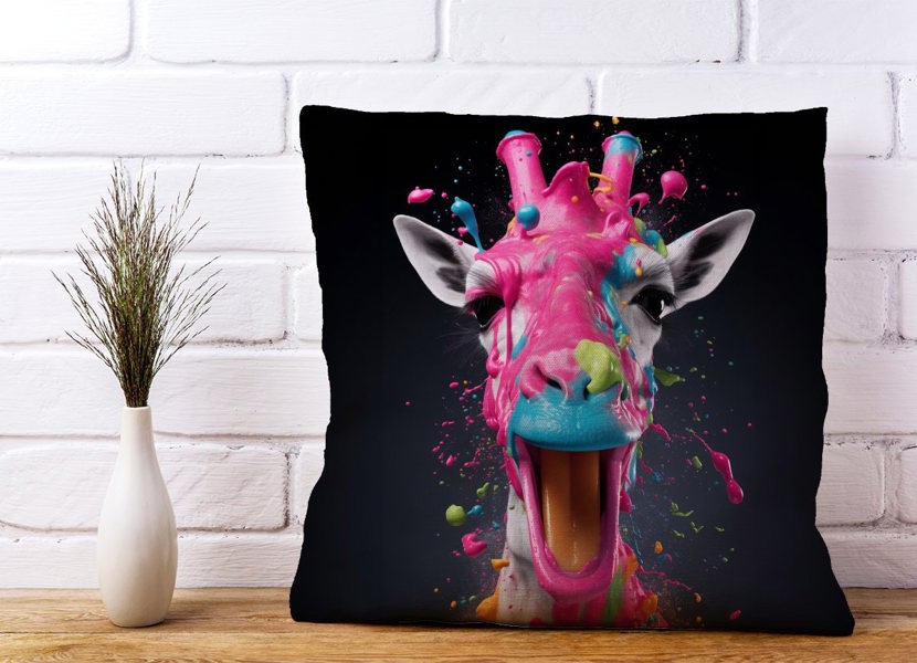 Warren Reed Splashart Giraffe Face Pink Cushions