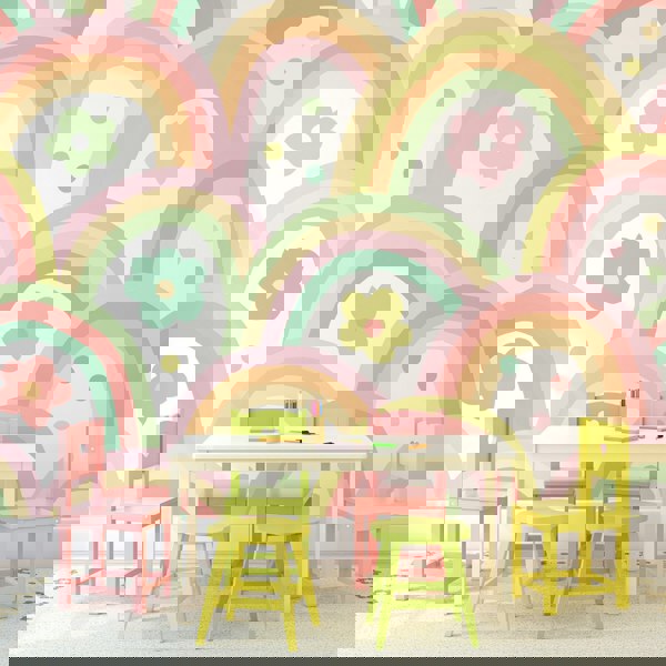 Origin Murals Rainbow Wobble Wall Mural - Green