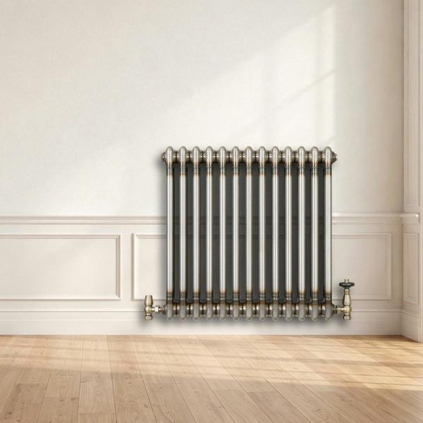Monstershop Traditional 2 Column Radiator - 600 x 605mm - Raw Metal