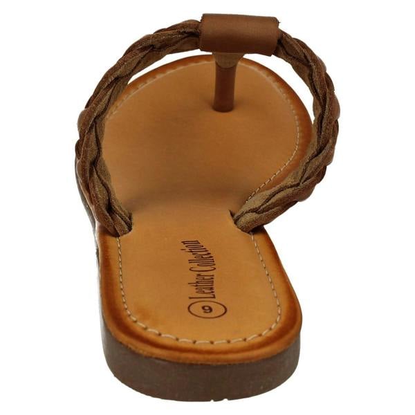 Leather Collection Ladies Leather Collection Braided Toepost Sandals