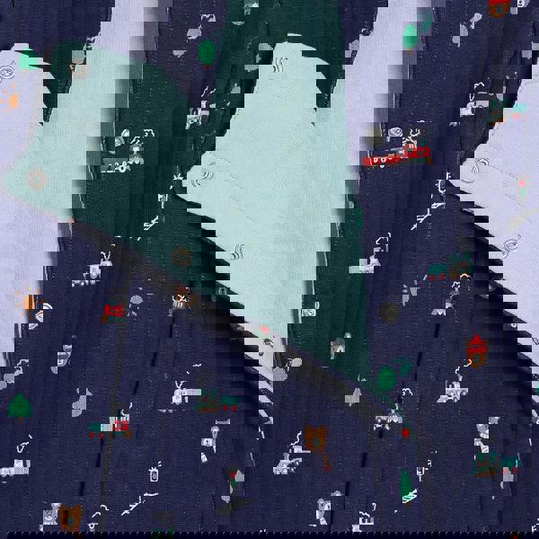 Mini Cuddles Baby Boys Novelty Printed Hooded Pram Suit, Navy Blue