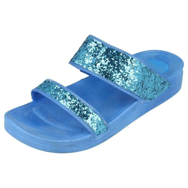 Spot On Ladies Spot On Mid Wedge Glitter 2 Bar Mule