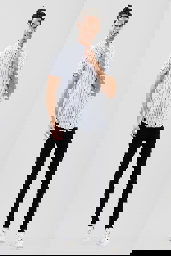 ENORSIA Stripe Short Sleeve Oxfrod Shirt