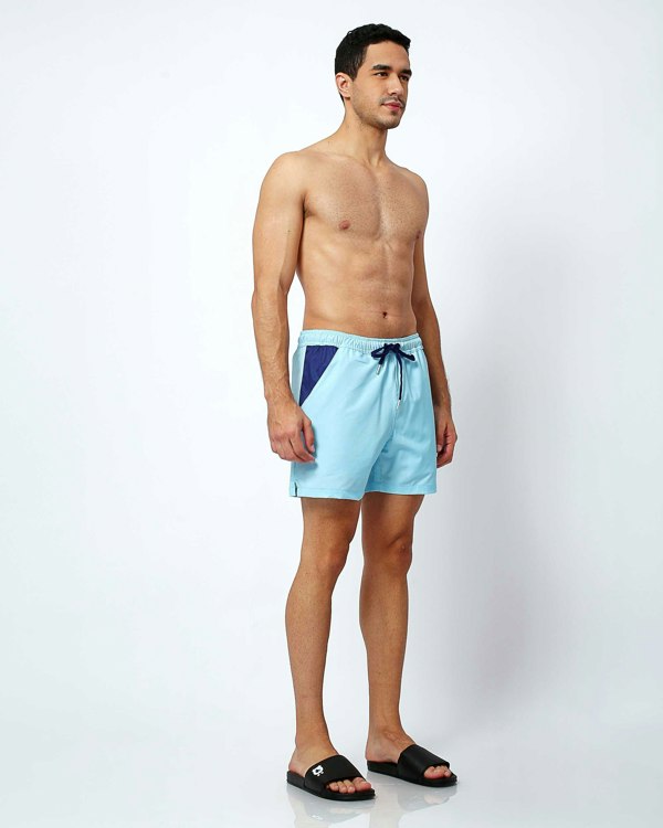 Randy Cow Baby Blue - Swim Shorts with Waterproof Pocket