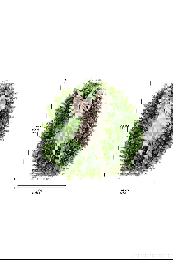 Living and Home 40cm Artificial Eucalyptus Leaf Wreath Decorative Plant with Ribbon