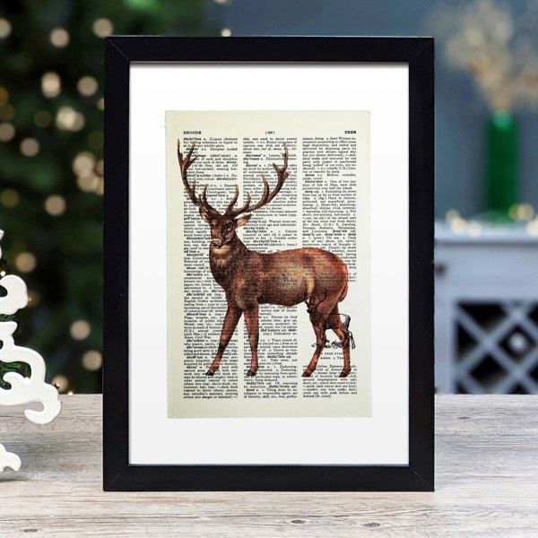 Hands & Hearts Majestic stag vintage book page art print