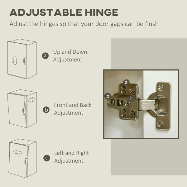 Adjustable hinge mechanism for white double-door cabinet