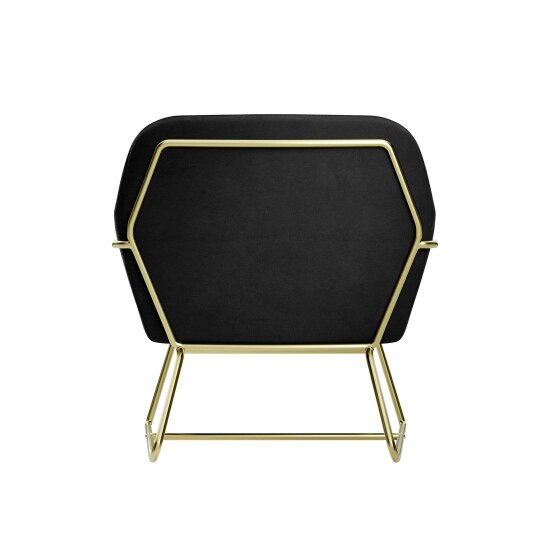 Wyld Haus Marseille Black Velvet Upholstered Armchair Gold Metal Legs